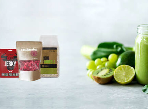 Zdravé produkty z GymBeam – beef jerky, maslá, musli, proteinely a lyofilizované ovocie.