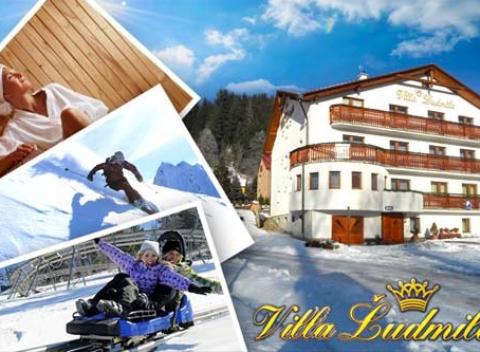 Pohodová rodinná dovolenka v malebnej prírode Kysúc. Zimný pobyt s polpenziou a neobmedzeným wellnessom vo Ville Ľudmila v Oščadnici.