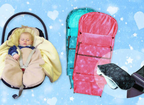 Praktické doplnky ku kočíku či do auta: rukávnik, obľúbená zavinovačka, fusak a chrániče sedadiel.