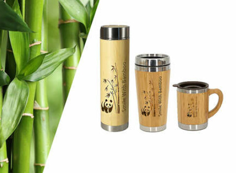 Trendové nerezovo-bambusové termosky do voza i do koča Smile With Bamboo.