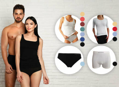 Bezšvová spodná bielizeň pre ženy aj mužov: nohavičky, boxerky, tielka a tričká.