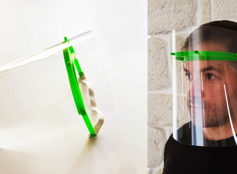 Ochranný štít s vymeniteľnou prednou časťou. Ochrana pred vírusovou nákazou.