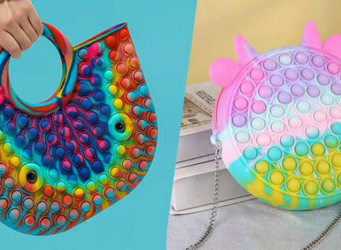 Antistresová silikónová kabelka POP IT s bublinkami - oživia outfit každej mladej fashionistky.
