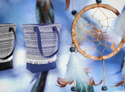 Veľká textilná taška v boho štýle, do ktorej schováte všetko potrebné, 3 farby na výber.