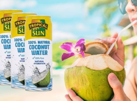 Osviežujúca a výživná kokosová voda značky Tropical Sun - 12 kusov v balení 330ml alebo 520ml.