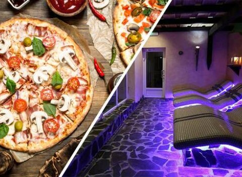 Pizza podľa vlastného výberu a 4-hod. vstup do wellness na Prednej Hore pre 2 osoby