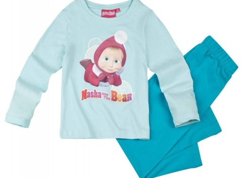 Bledo modré pyžamo Máša a medveď,  príjemne hebké a jemné k pokožke vďaka 100% bavlne.
