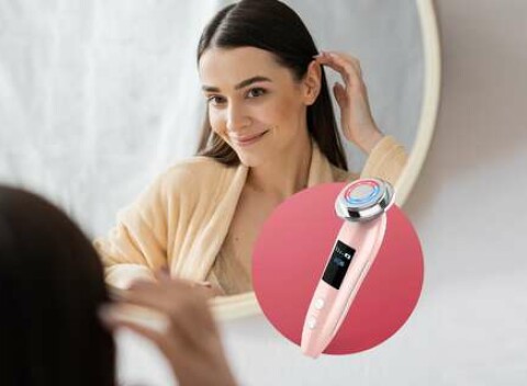Rádiofrekvenčný prístroj EMS Beauty alebo žehlička na pleť 5v1 - krásna pleť z pohodlia domova.