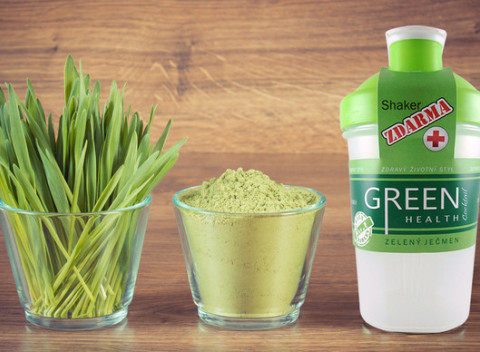 Zelený jačmeň - nápoj plný živín, vitamínov a enzýmov so šejkerom zdarma.
