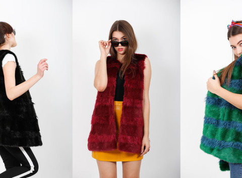 Dámska vesta z francúzskej eko kožušiny TISSAVEL, na výber zo 6 farieb.