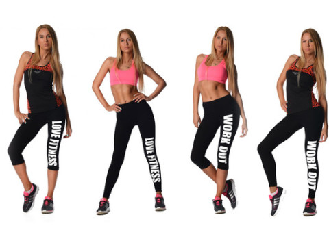 Moderné fitness legíny s motivačnou potlačou, na výber viacero druhov.