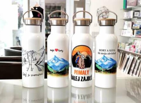 Slovenské dizajnové turistické termo fľaše a plechovky s krásnymi motívmi