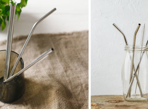 Antikorové nerezové slamky + čistič k tomu. Alternatíva k jednorazovým plastovým slamkám.