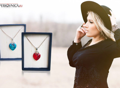 Elegantný prívesok Swarovski Srdce v srdci v rôznych farbách - aj v darčekovej krabičke s retiazkou.