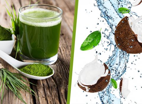 Doprajte si dávku vitamínov Zelený čaj Bio Matcha, kokosová voda Coconatural 
