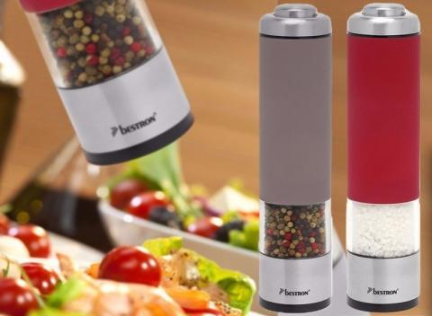 Luxusné elektrické mlynčeky Bestron. Nerozlučná dvojica koreničiek na každý stôl s presne nastaviteľnou jemnosťou mletia a viečkom.