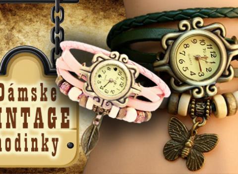 Dámske hodinky s remienkom zdobeným príveskom lístočku alebo motýlika v módnych farbách v štýle VINTAGE. Originálny šperk pre každú dámu!