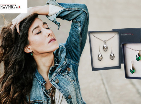 Elegantná sada šperkov pre dámu vášho srdca - Swarovski set náušníc a prívesku Slzy.