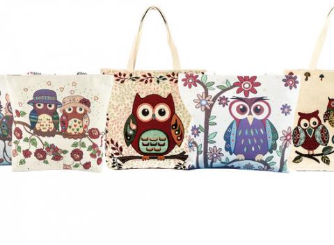 Plážová taška Sovičky - na výber z 5 druhov. Priestranná a vhodná na výlety, dovolenku, ale aj na nákupy či na kúpalisko. 