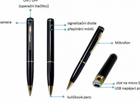 Pero so skrytou zabudovanou kamerou, na vytváranie fotografií a audiovizuálnych záznamov. Ideálne pre diskrétne pozorovanie a odposluch. 