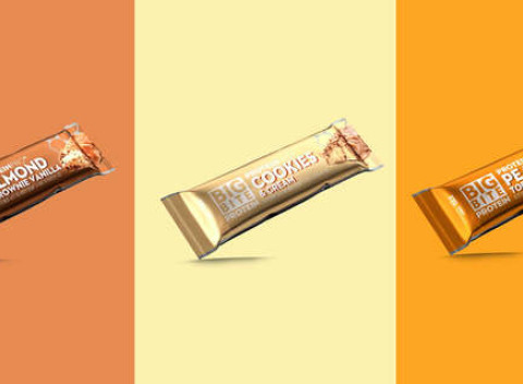 Kartón lahodných proteínových tyčiniek bez cukru Big Bite, až 24 ks.