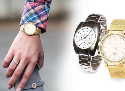 Kvalitné dámske hodinky značky Quartz a Aiers v zlatej alebo striebornej farbe.