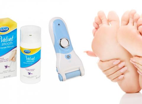Elektrická brúska na nohy + Scholl Velvet Smooth sérum alebo náhradné hlavice. Bez nutnosti batérií, nabíjanie cez adaptér.