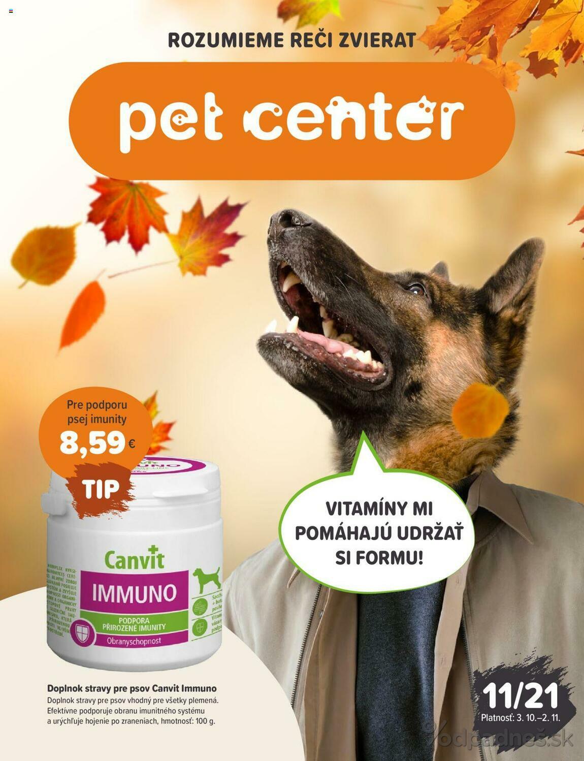 1. stránka Pet Center letáku