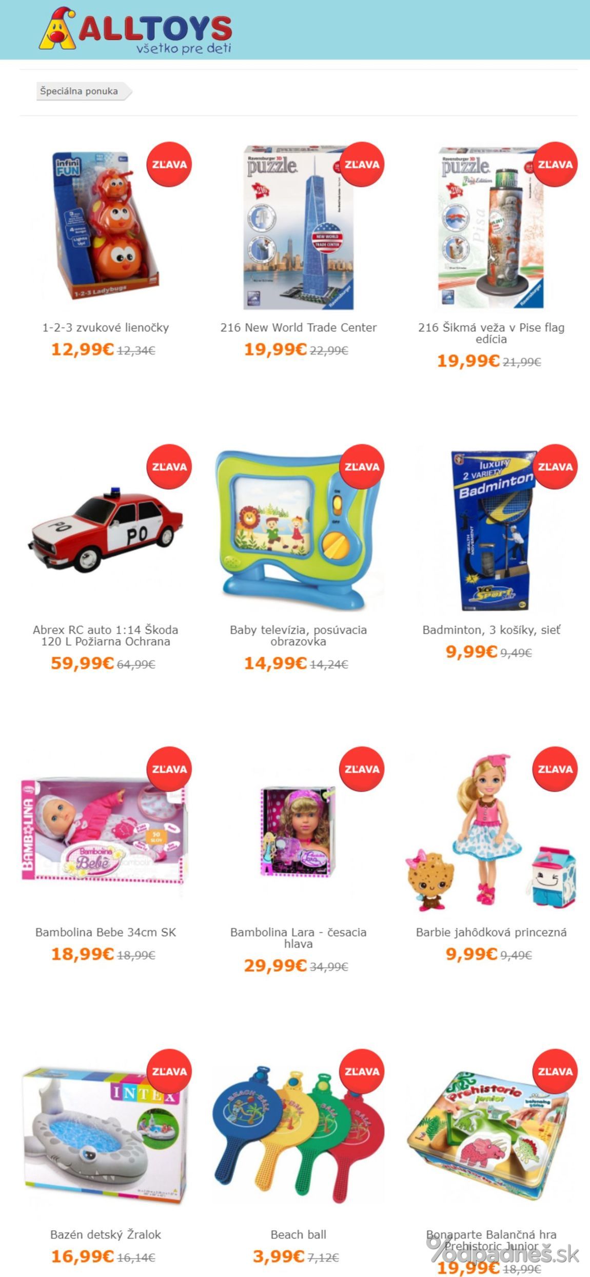 1. stránka Alltoys letáku
