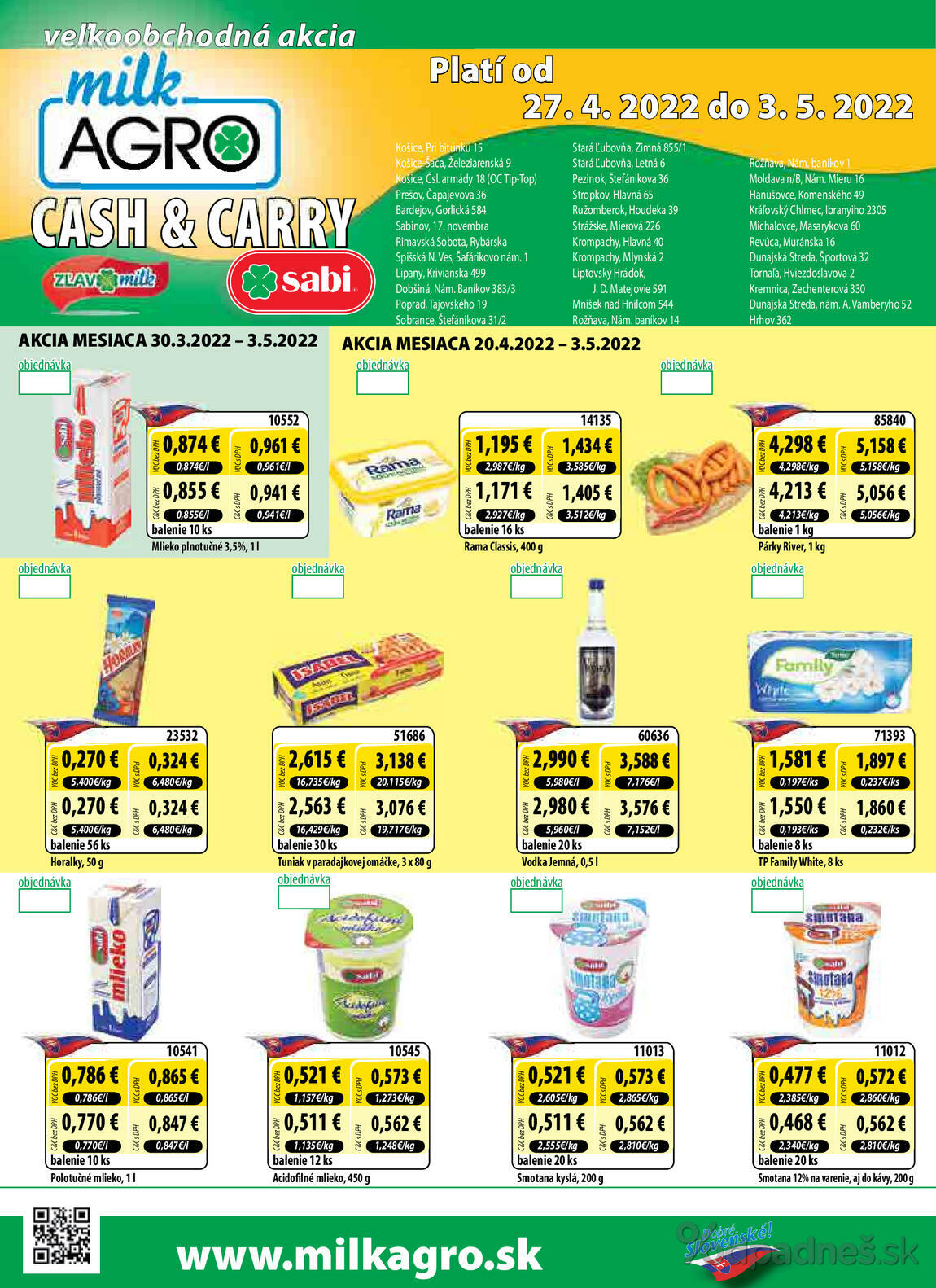 1. stránka Milk agro letáku