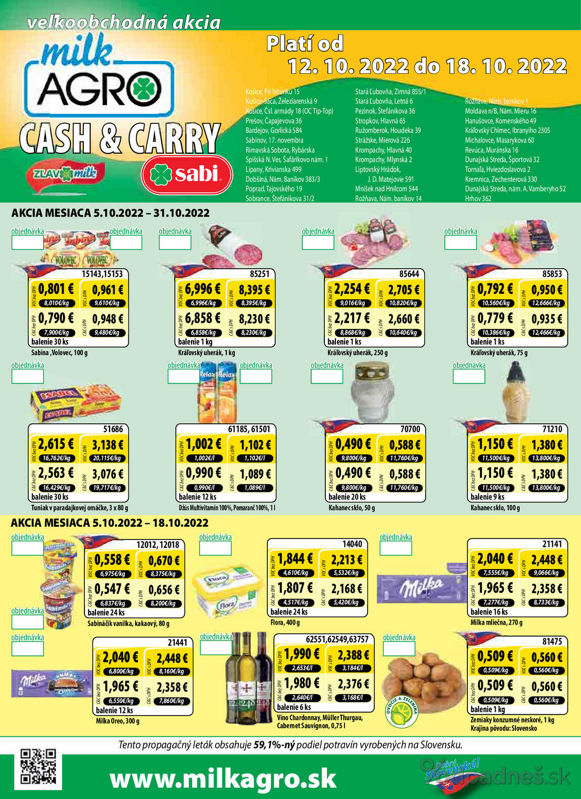 1. stránka Milk agro letáku
