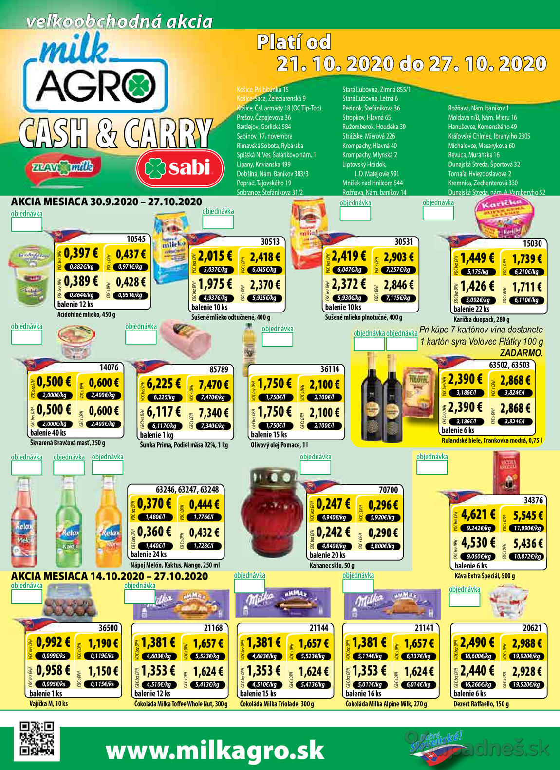 1. stránka Milk agro letáku