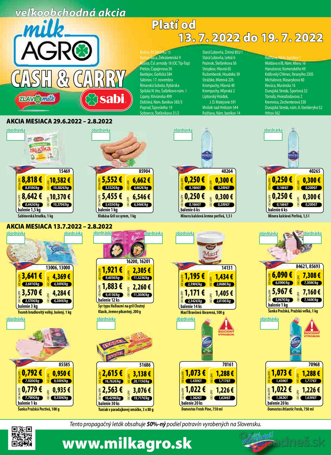1. stránka Milk agro letáku