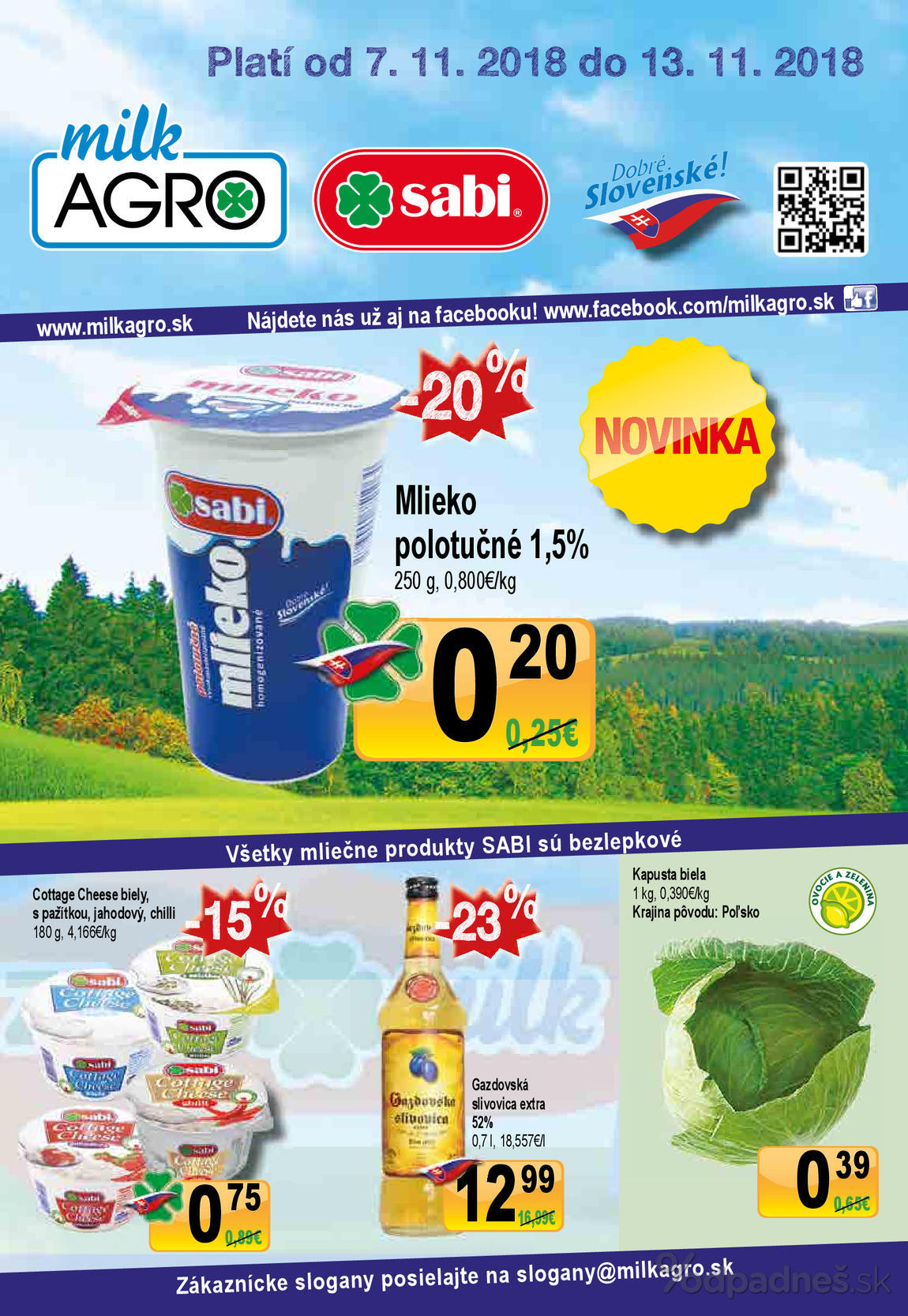 1. stránka Milk agro letáku